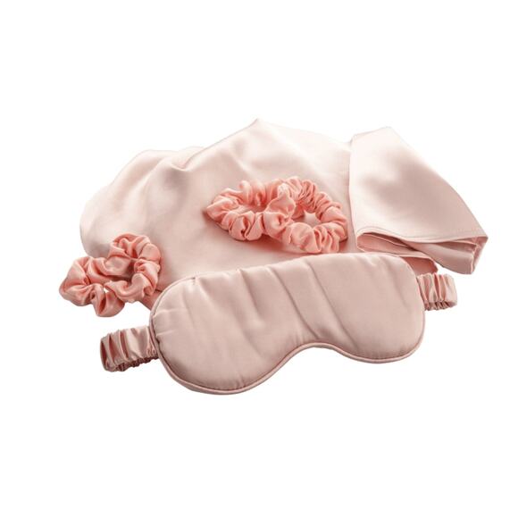 PRONOIR BEAUTY SILKY SLEEP SET IN PINK: PILLOWCASE, SLEEP MASK, 3 SCRUNCHIES - Picture 4 of 6